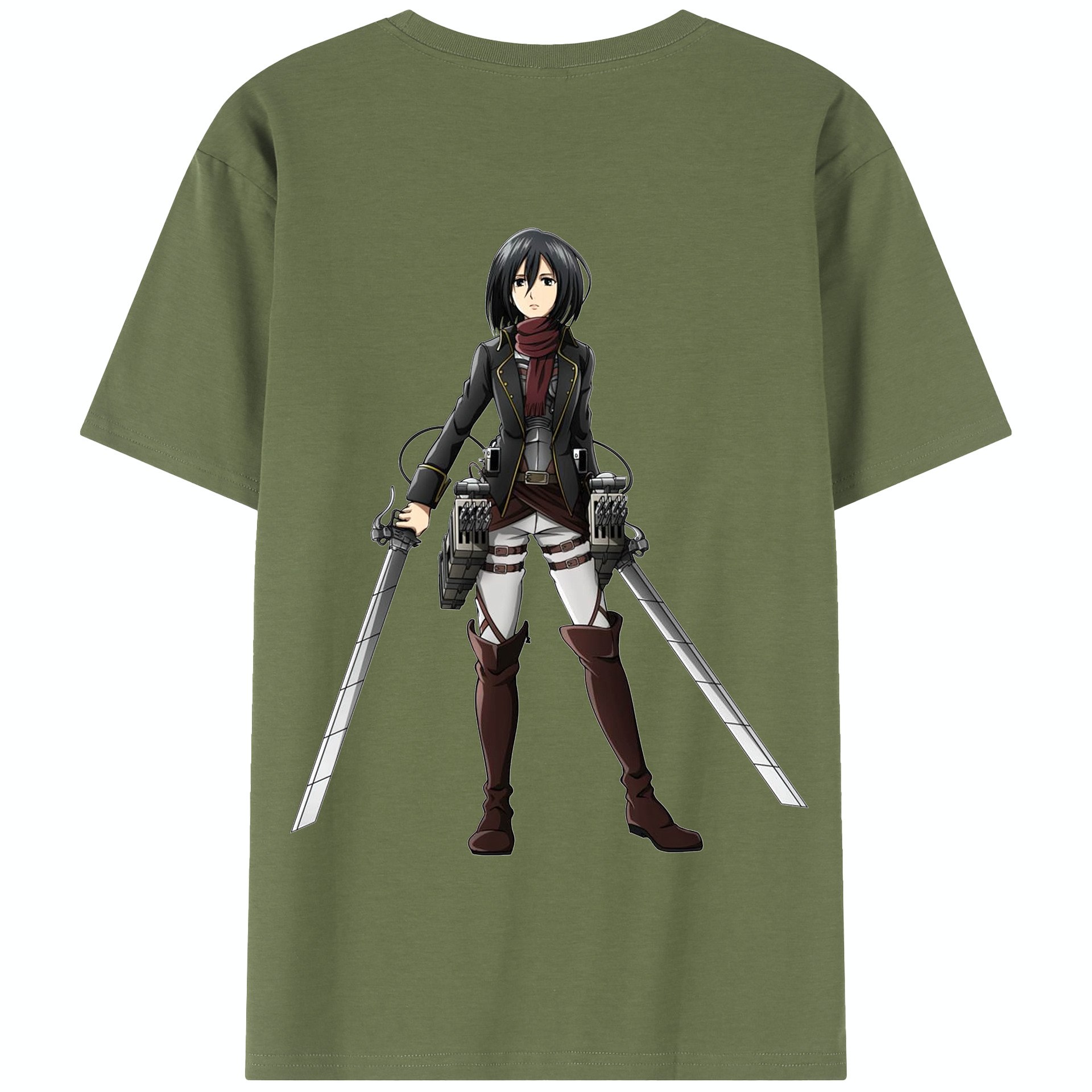 （画像用） 進撃の巨人 ミカサ·アッカーマン Attack on Titan Mikasa Ackerman 綿100％半袖Tシャツ（背面プリント）